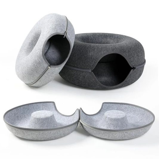 Nid tunnel rond 2-en-1 pour chat