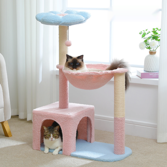 Arbre à chat fleur — cadre métal & hamac cocooning