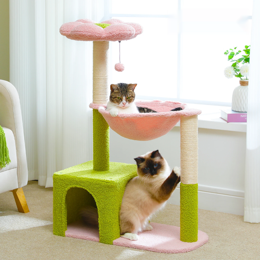 Arbre à chat fleur — cadre métal & hamac cocooning
