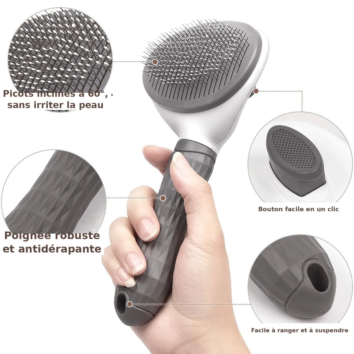 Brosse autonettoyante pour chat